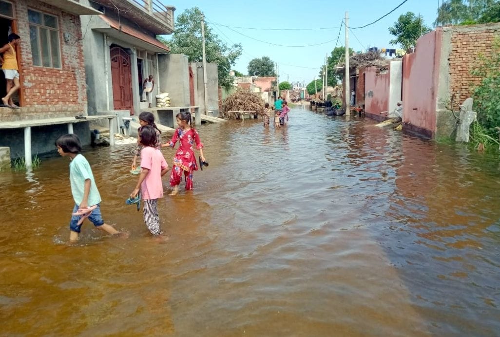 Ganga water reached the population by crossing the road and field