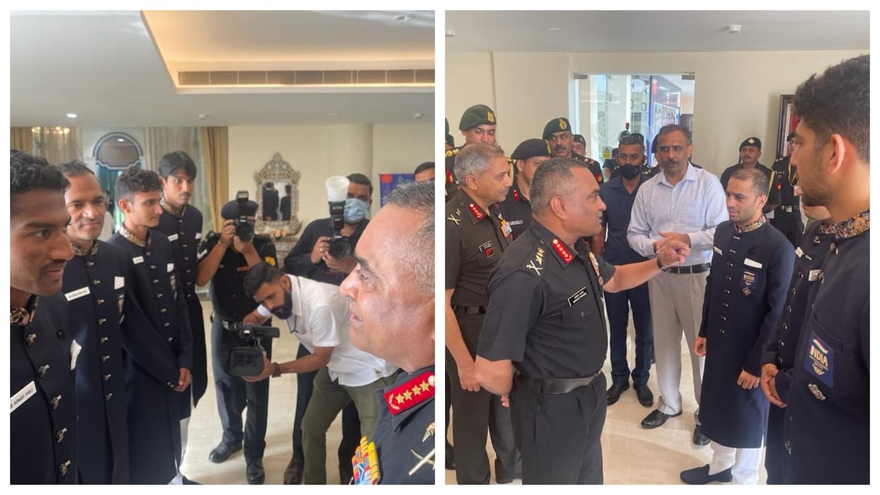 CWG 2022 Army Chief General Manoj Pande felicitates Army sportspersons who participated in Commonwealth Games