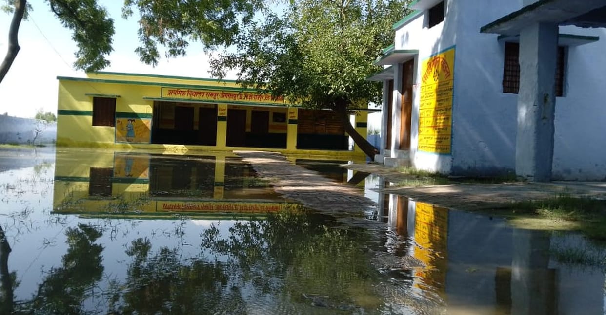 Flood water reached five villages and schools