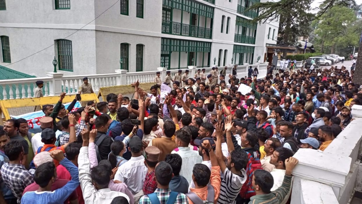 himachal news: jal rakshak protest in shimla himachal pradesh