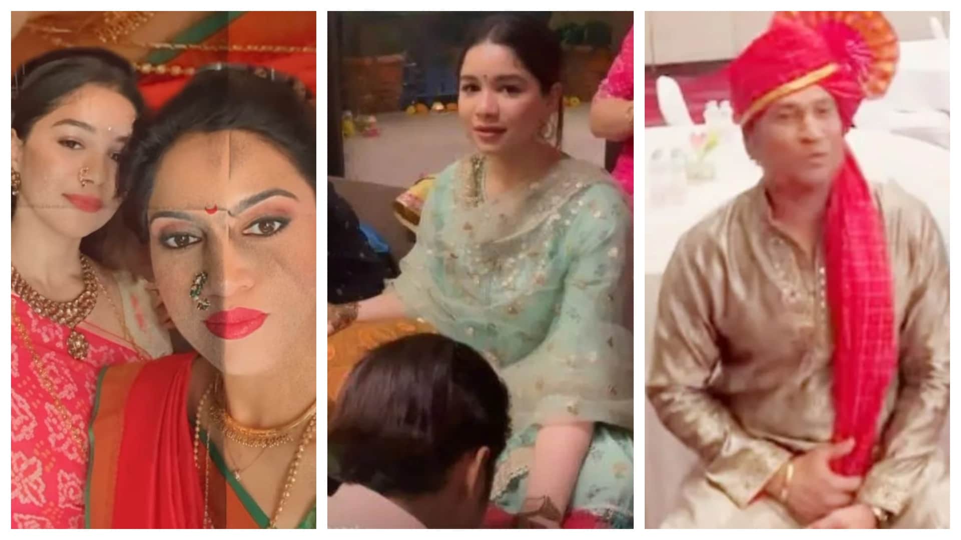 Sara Tendulkar Dazzles In A Bandhani Saree Marathi Mulgi Look Sachin Tendulkar was seen wearing a turban