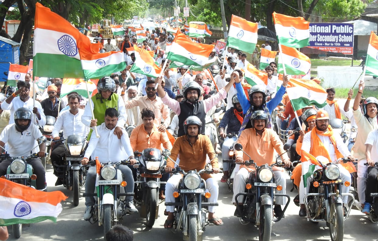 bjp workers reveals bike rally