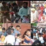 ताजमहल पर पर्यटकों को खदेड़ती पुलिस व उमड़ी भीड़