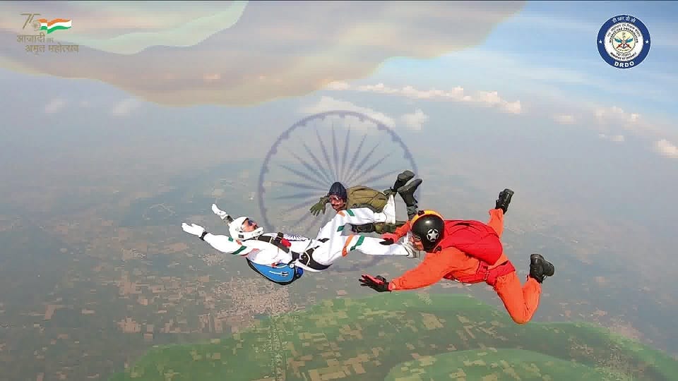 ADRDE DRDO has created the first ever skydiving formation of Human Tiranga in air