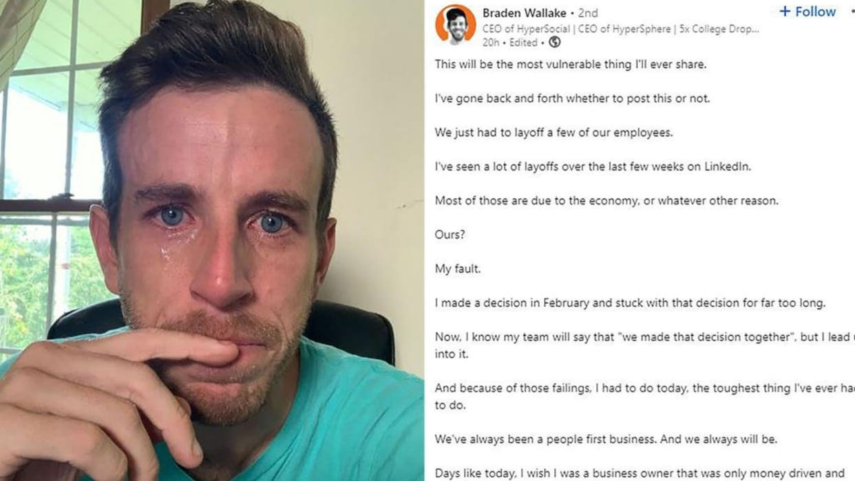 Company CEO started crying during the layoff of employees, photo viral