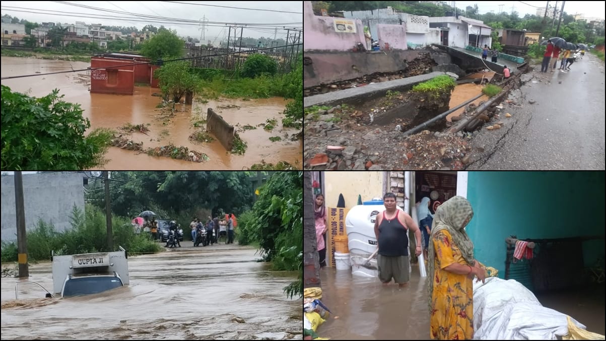 photos heavy rain in jammu kashmir flood  entered many houses water level of rivers