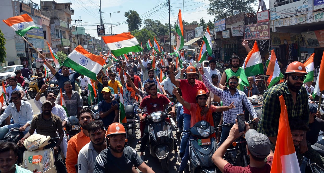 Tricolor hoisted proudly in BJYM's bike rally
