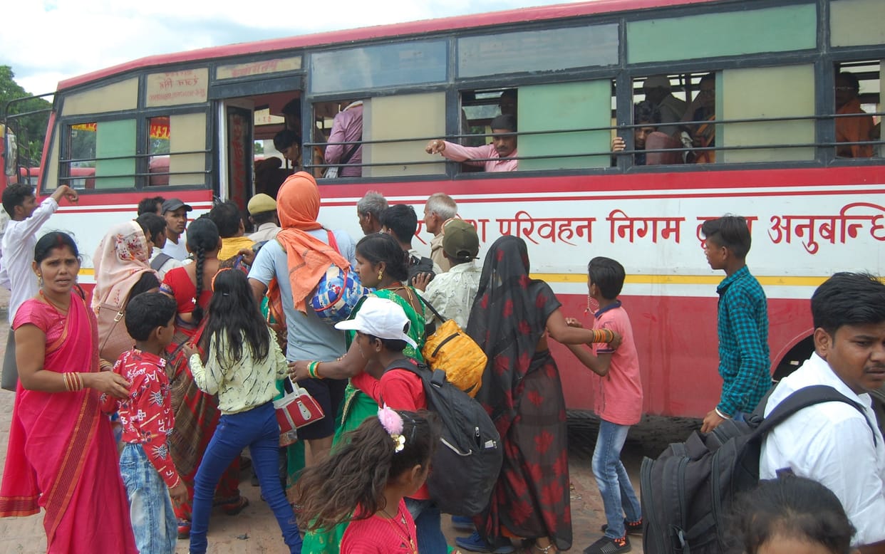 women enjoyed bus journy