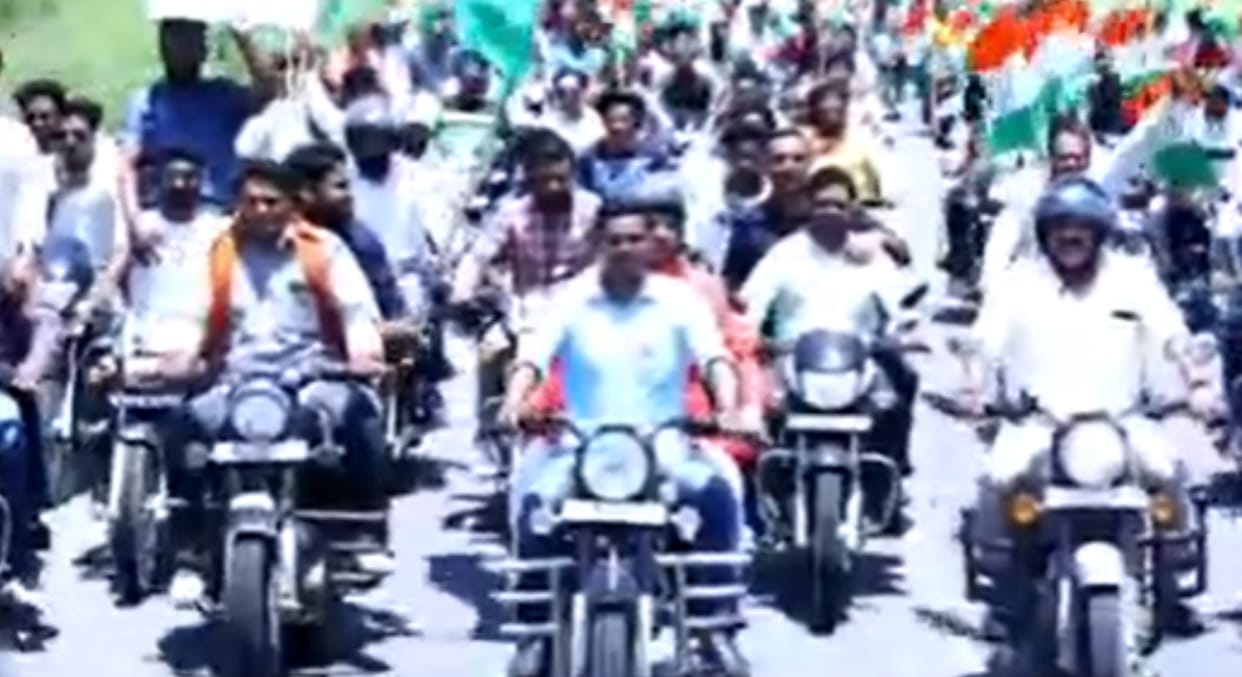 BJP state president Satish Poonia took out the tricolor yatra in the Amer Assembly  constituency