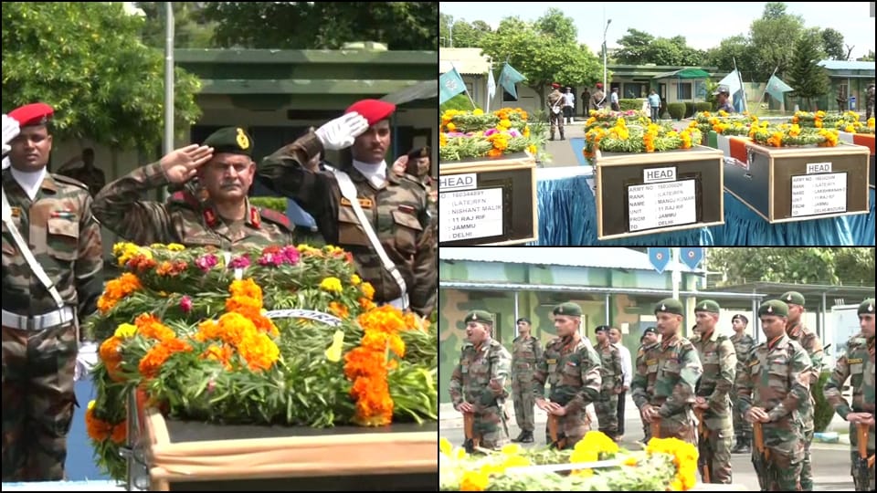 Wreath laying ceremony of army soldiers martyred in Rajori attack Lt Gen Dwivedi pays tribute
