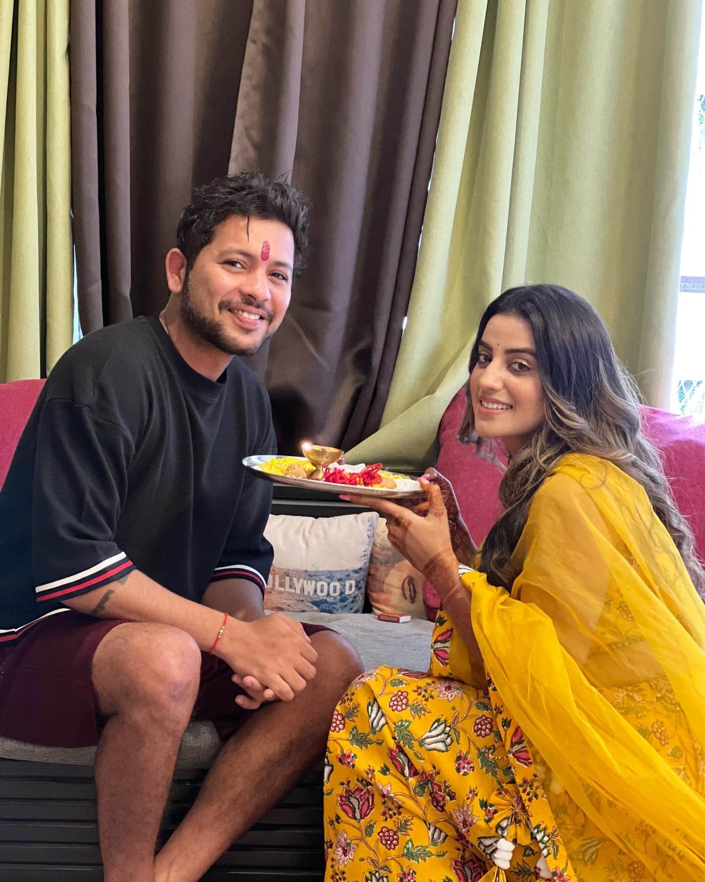 bhojpuri actress akshara singh celebrates rakshabandhan with bigg boss ott fame nishant bhatt