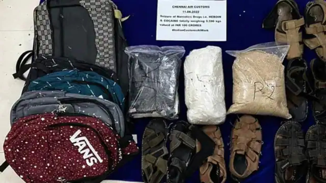 Narcotics worth Rs 111.41 crore seized at Chennai airport foreigner among 2 held