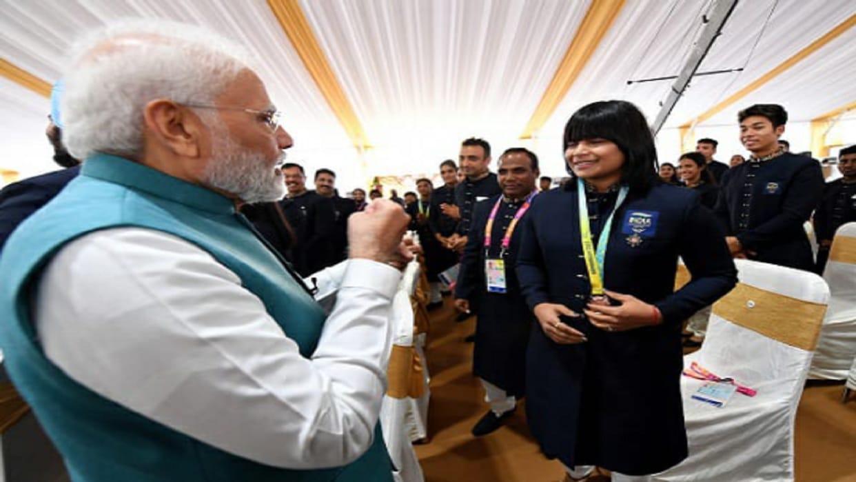 PM Modi meets players including wrestler Divya Kakran of Muzaffarnagar