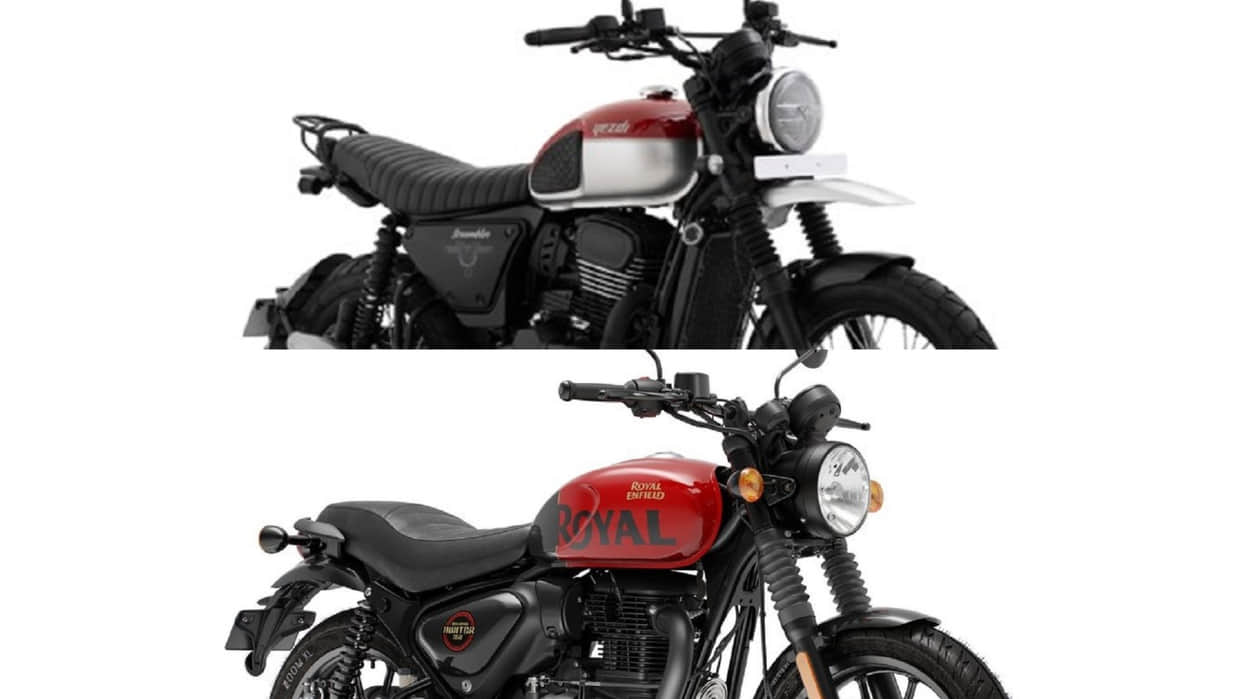 Royal Enfield Hunter 350 vs Yezdi Scrambler Comparison yezdi scrambler vs hunter 350