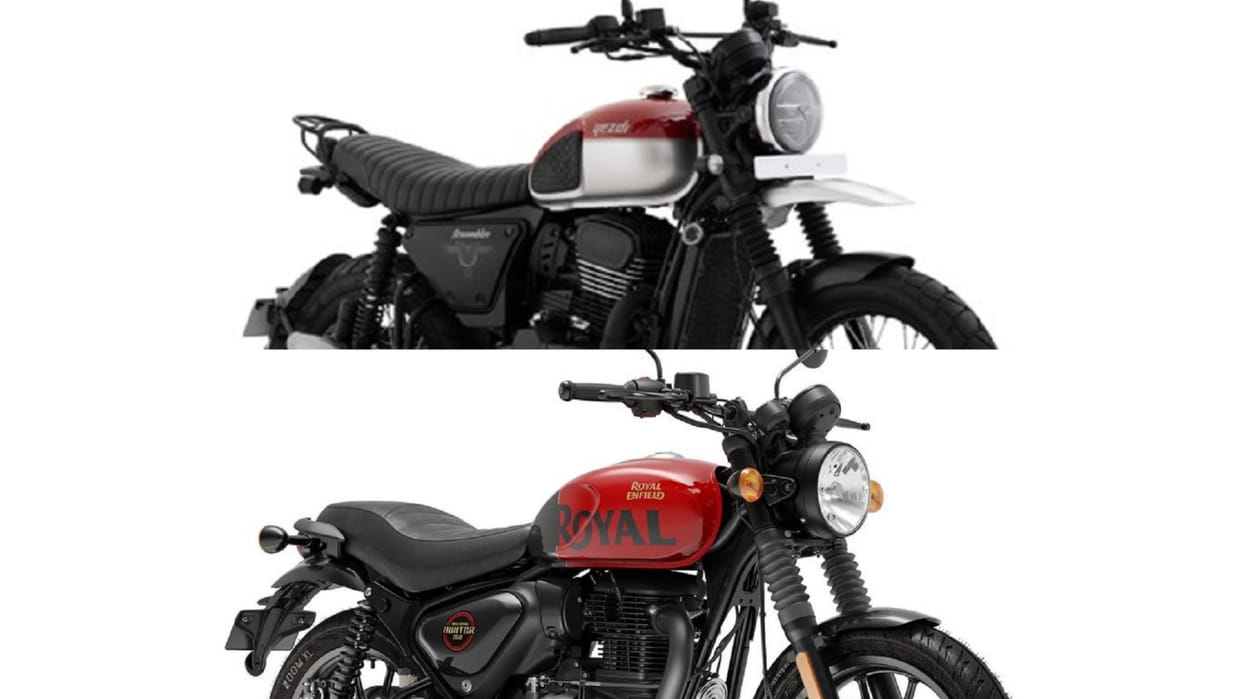 Royal Enfield Hunter 350 vs Yezdi Scrambler Comparison yezdi scrambler vs hunter 350