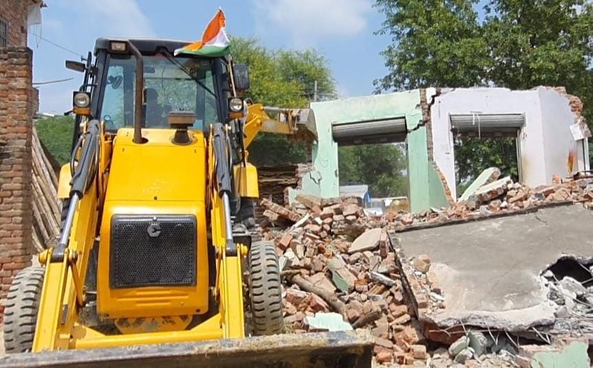 illigle occupation destroyed by jcb in akaspur village
