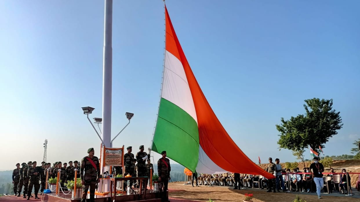 high mast tricolor 108 feet hoisted in Pattan North Kashmir