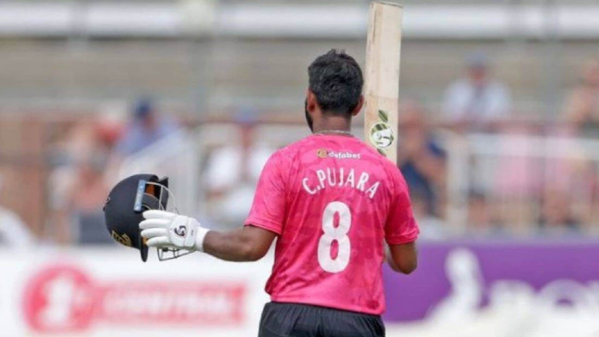 Cheteshwar Pujara hits third century in England Sussex vs Middlesex Royal London One Day Cup 2022 video watch