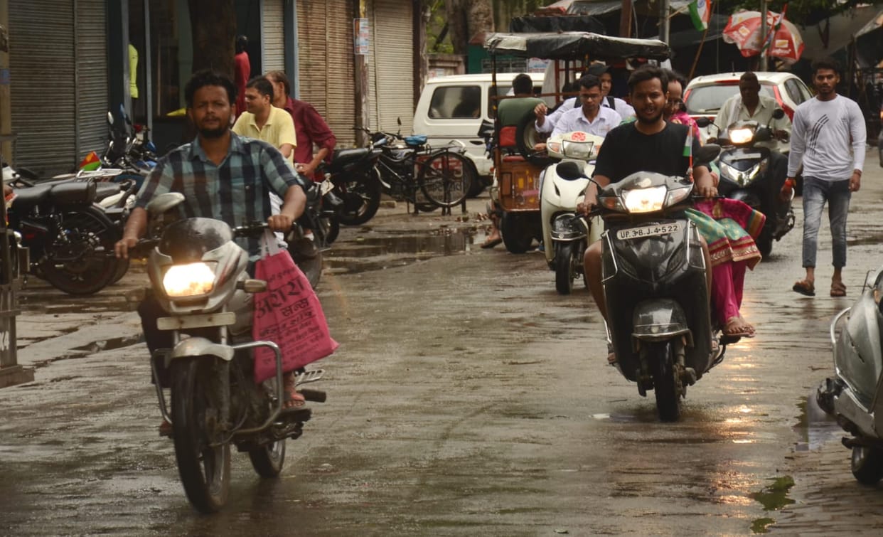 It rained heavily, the weather was pleasant