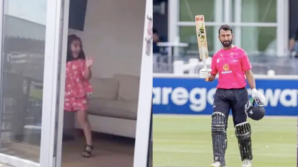 Cheteshwar Pujara daughter Aditi reaction after India batter slams century for Sussex in Royal London Cup