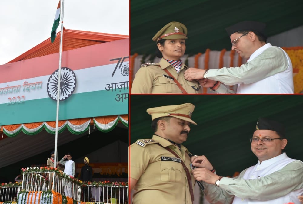 Independence Day 2022: CM Pushkar Singh Dhami honoured police officer with Chief Minister Meritorious Service