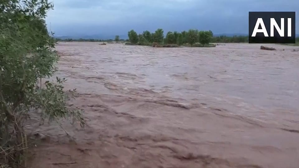 Ujh river in spate in Kathua due to incessant rains