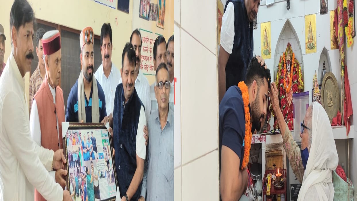 Commonwealth Games silver medalist weightlifter Vikas Thakur reached Hamirpur, warmly welcomed by sports lover