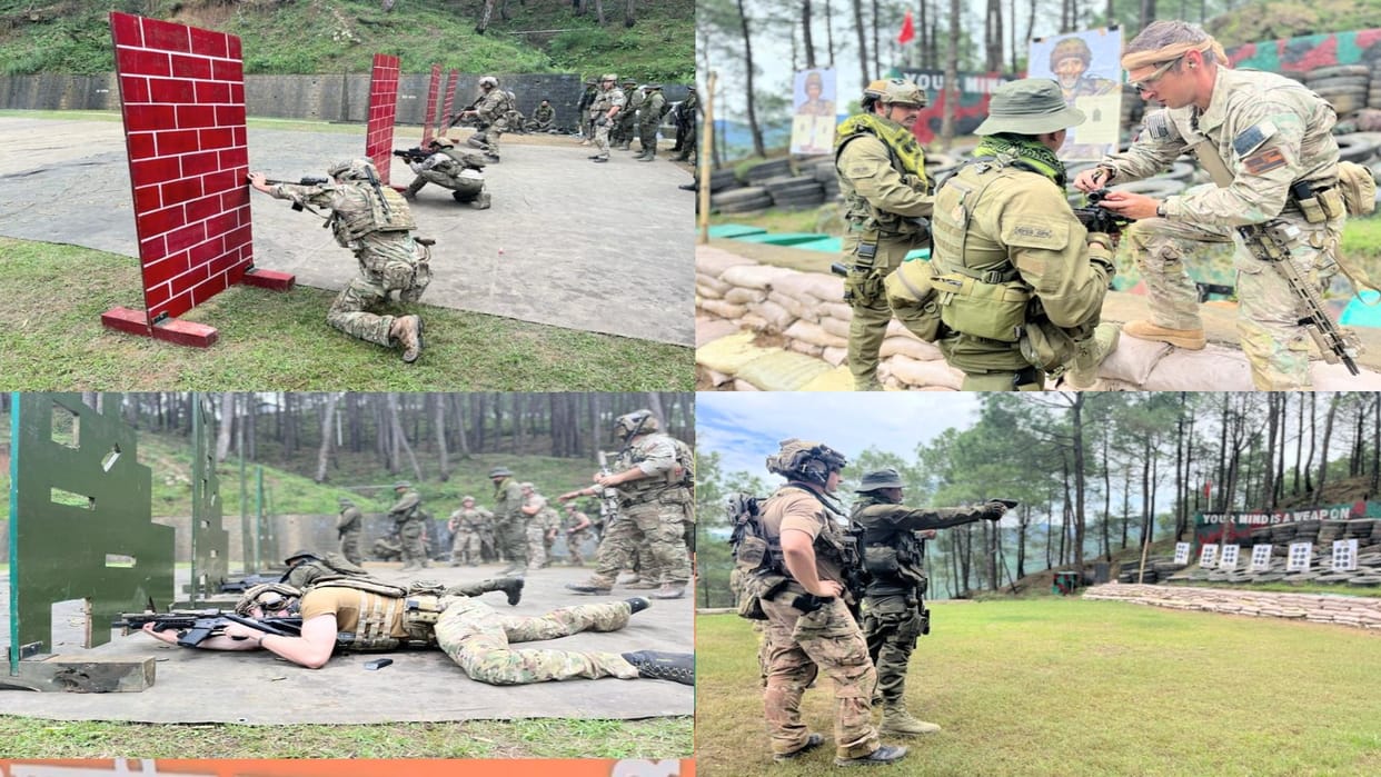 Indo US military personnel doing  joint military exercises in Chamba's Bakloh