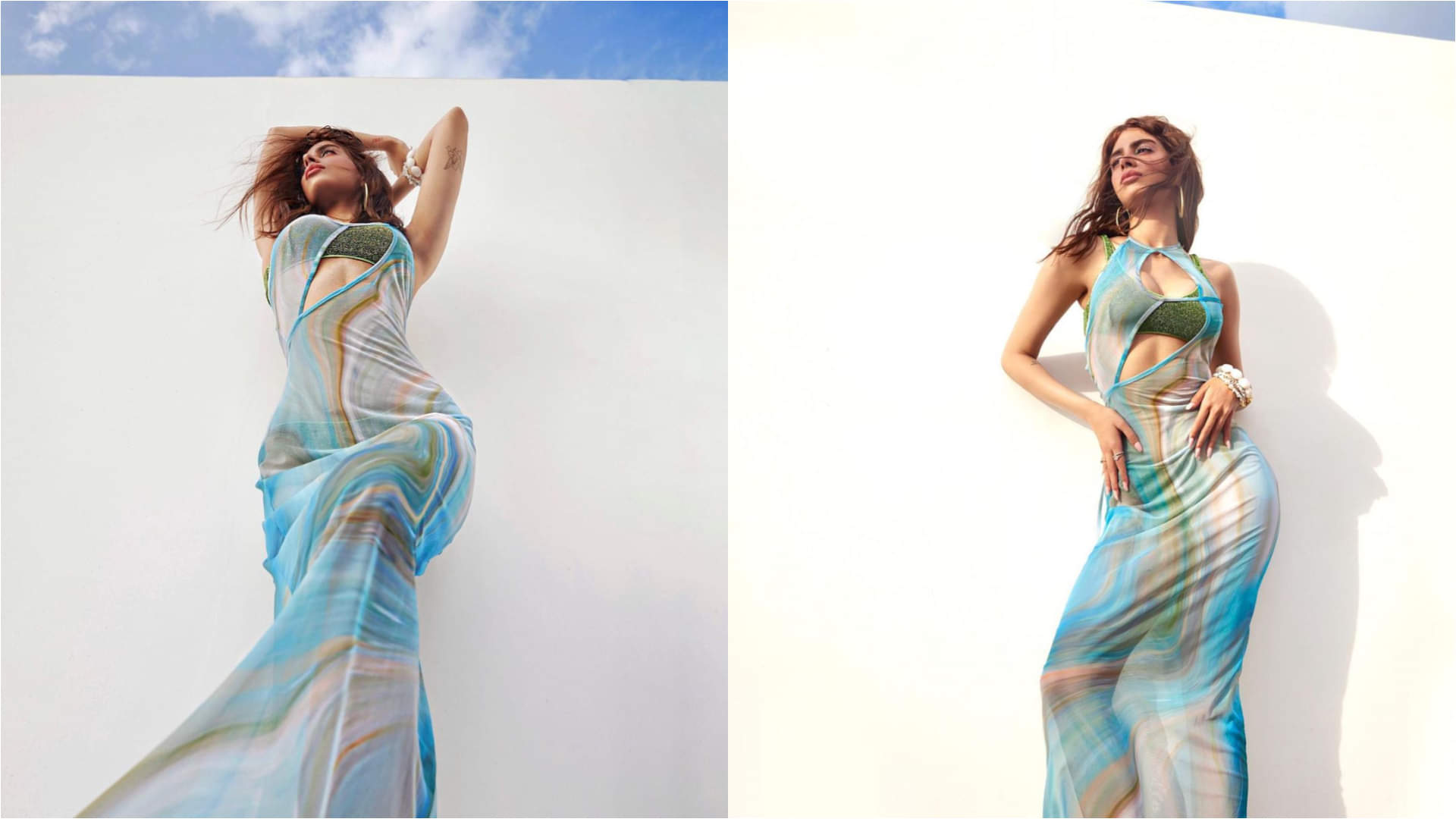 khushi kapoor looks sizzling in sheer fabric cut out dress