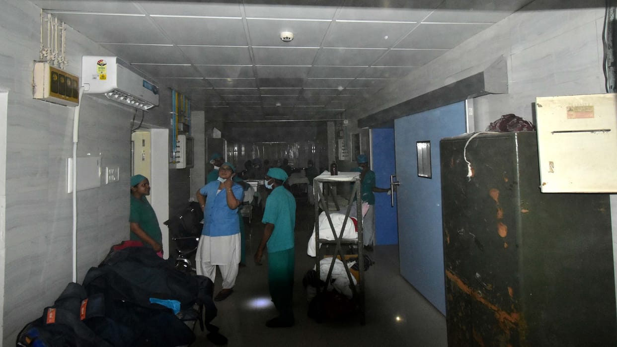 Fire in srn hospital fire brigade control