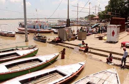 The water level of the Ganges reached 69.19 meters in varanasi today