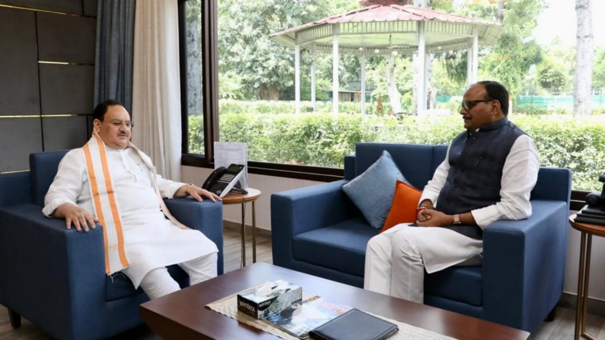 Deputy CM Brajesh Pathak meets to BJP chief J P Nadda.