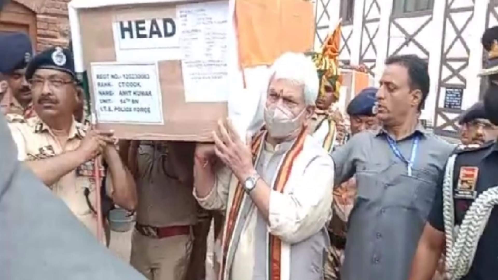 LG Manoj Sinha shouldered mortal remains of ITBP martyrs