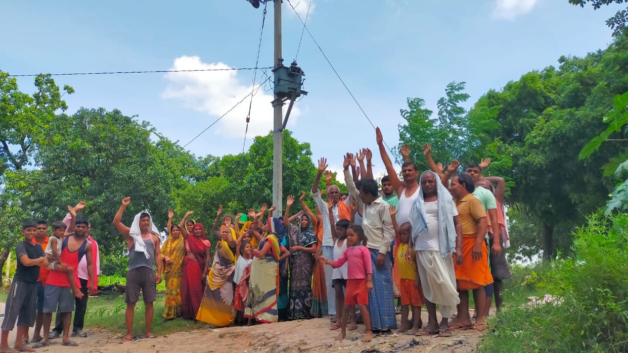 Demonstration of villagers when transformer blew up