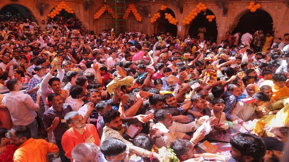 Krishna Janmashtami celebrations in Banke Bihari Temple Vrindavan