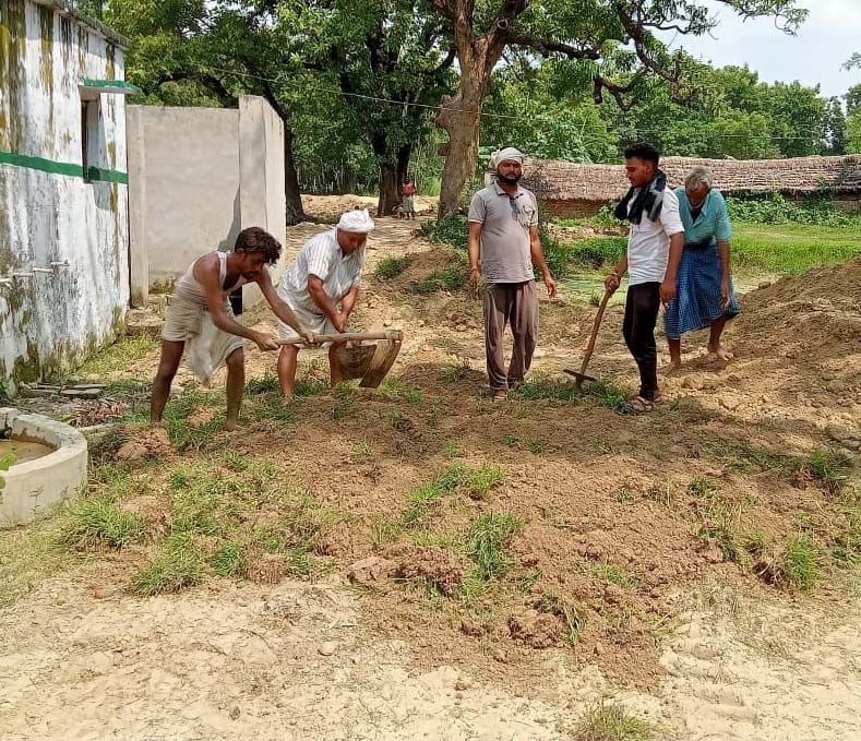 Villagers built road