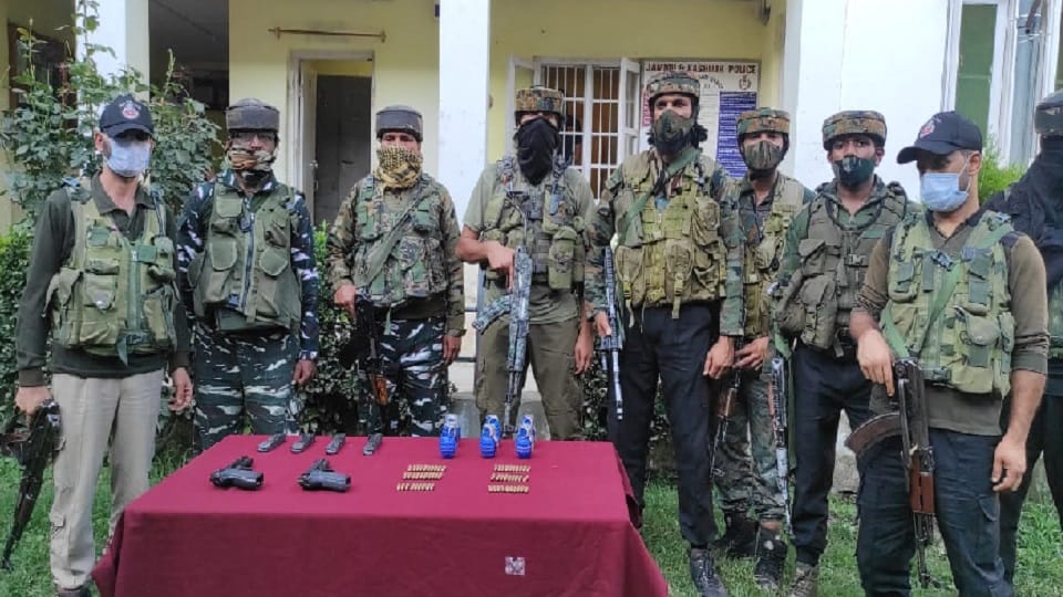 two terrorist helpers arrested in handwara arms recovered by police