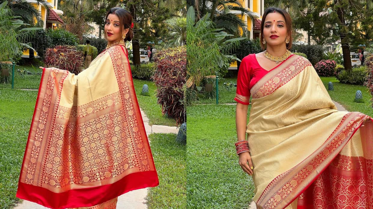 Bhojpuri: Monalisa saree photos in saree on the occasion of janmashtami gets viral