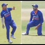 ईशान किशन का थ्रो अक्षर को लगा, बाद में अक्षर ने घूरा तो ईशान ने माफी मांगी