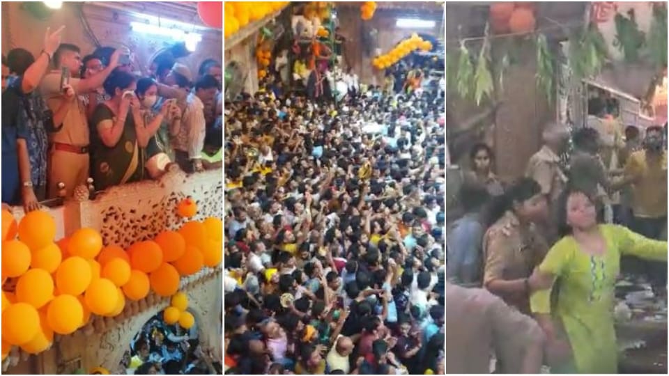 crowd of devotees gathered again in Banke Bihari temple after accident in vrindavan