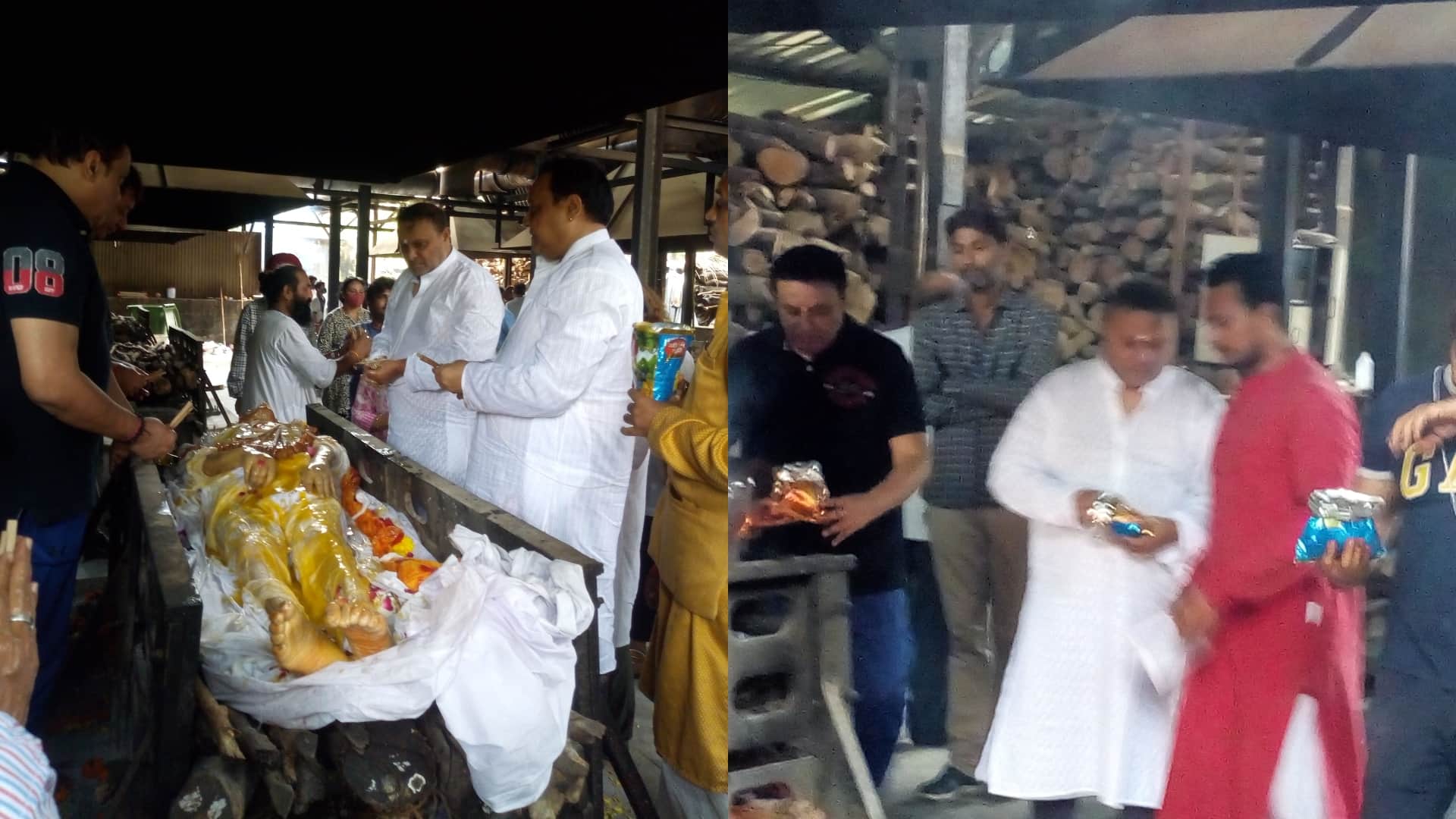 K C Sharma Funeral Photos Veteran producer younger son Kapil Sharma performed last rites anil sharma