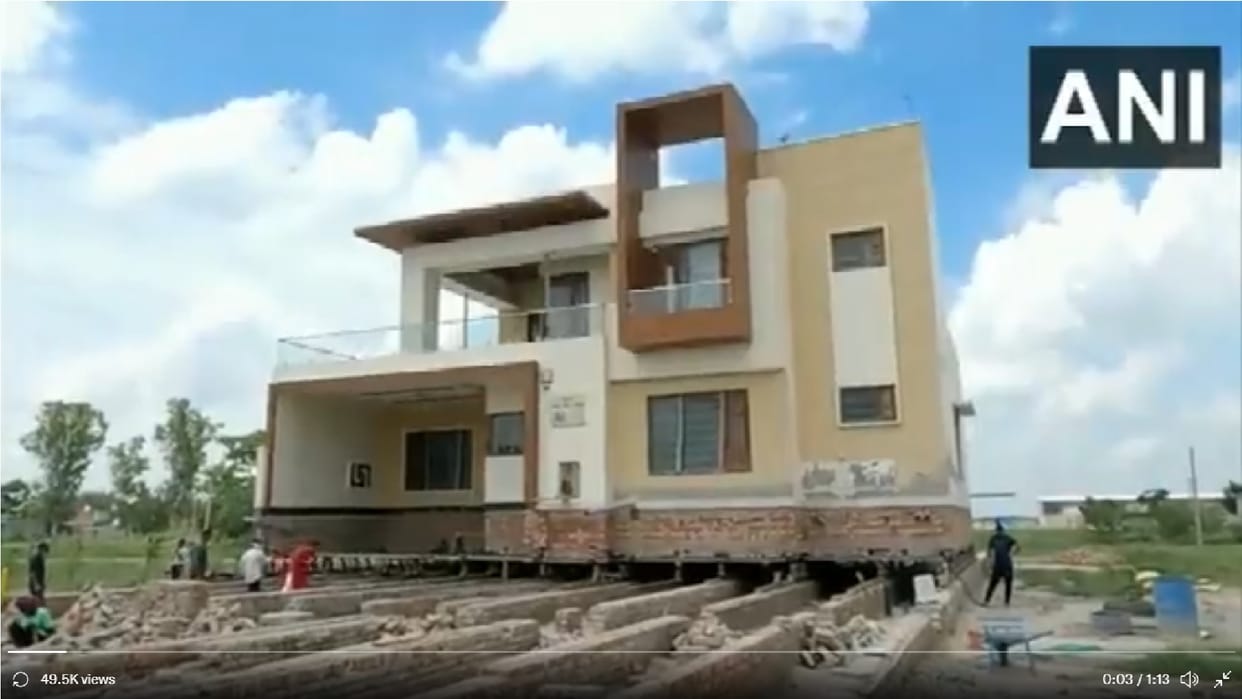 A farmer of Punjab is moving his house 500 feet away from its existing place