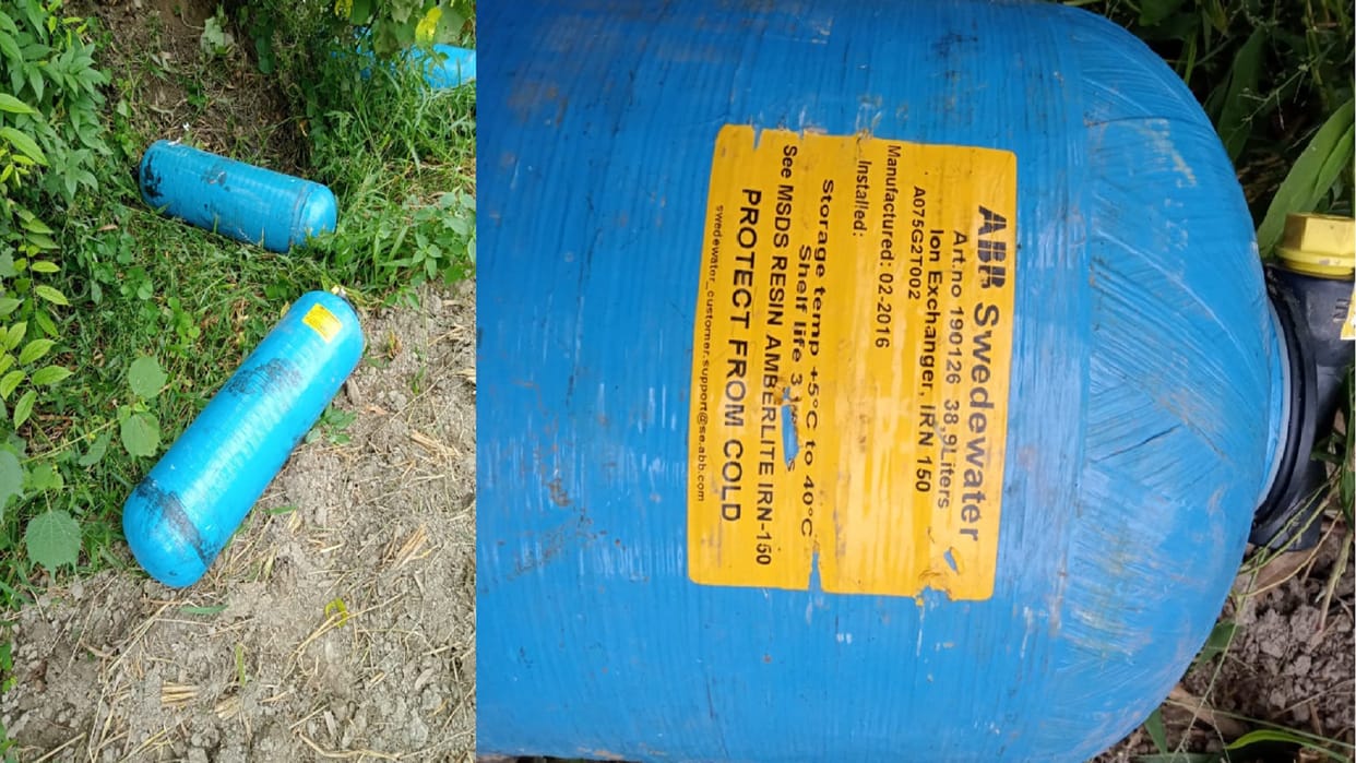 20 cylinders of coolant chemical found lying on the banks of Yamuna dam in Saharanpur
