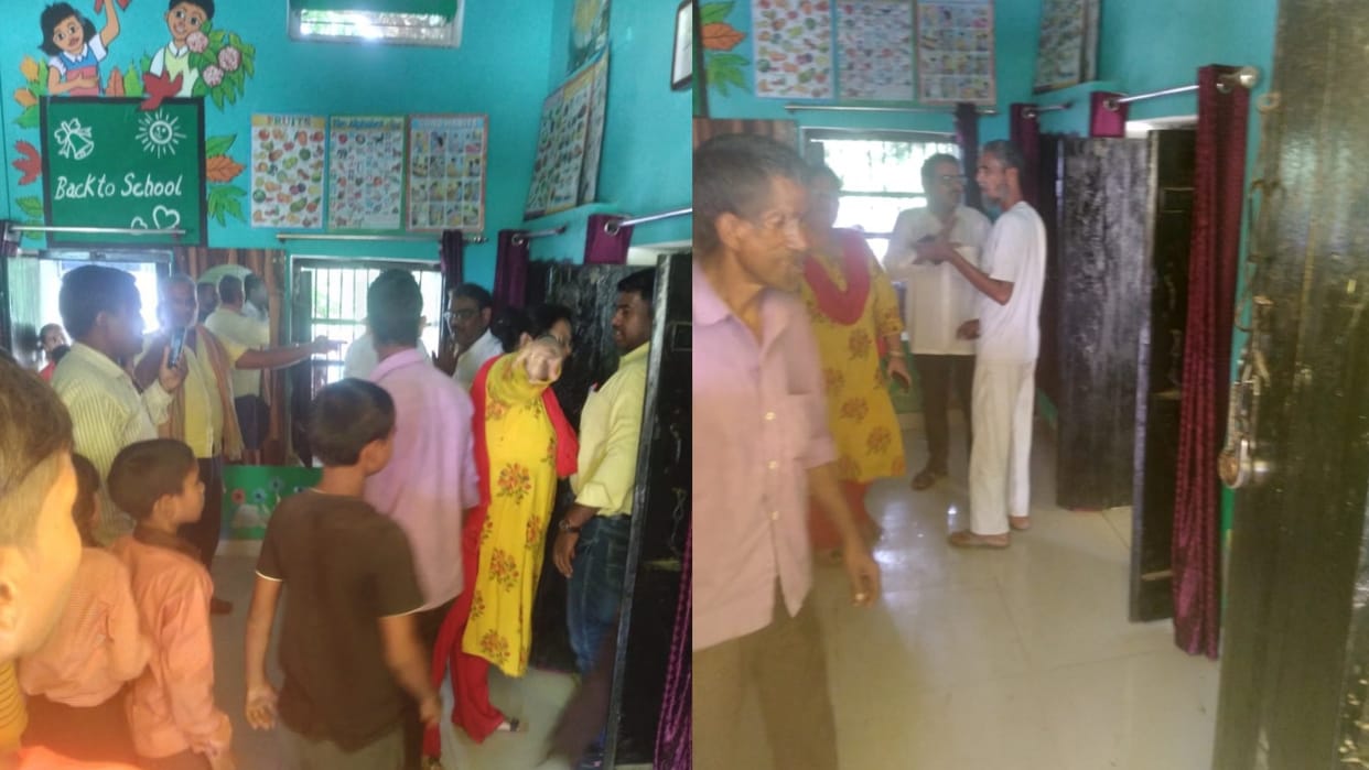 A teacher misbehave with people in a school of Sitapur.