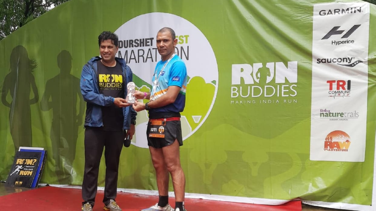 Lt Col Swaroop Singh Kuntal won 50 kms Durshet Forest Ultramarathon