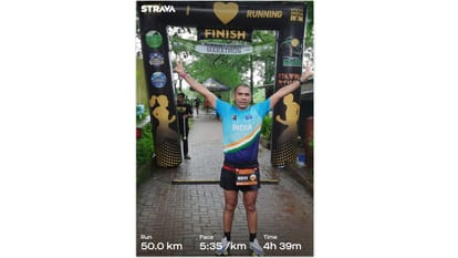 Lt Col Swaroop Singh Kuntal won 50 kms Durshet Forest Ultramarathon