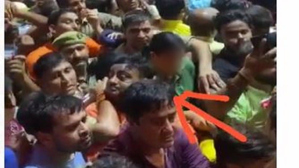 constable arrested for molesting a woman during an accident in Banke Bihari temple