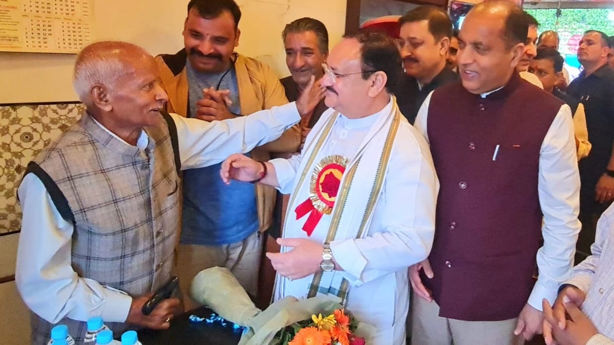 bjp adhyaksh jp nadda reached thakur sweet shop in summerhill shimla