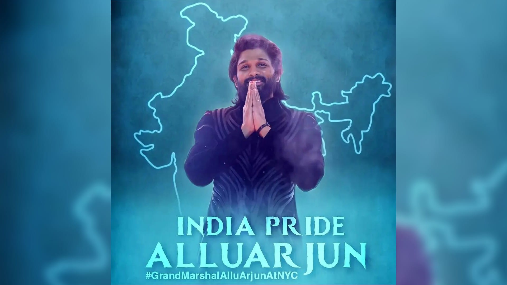 pushpa actor allu arjun makes grand entry at india day parade  with wife sneha reddy in new york