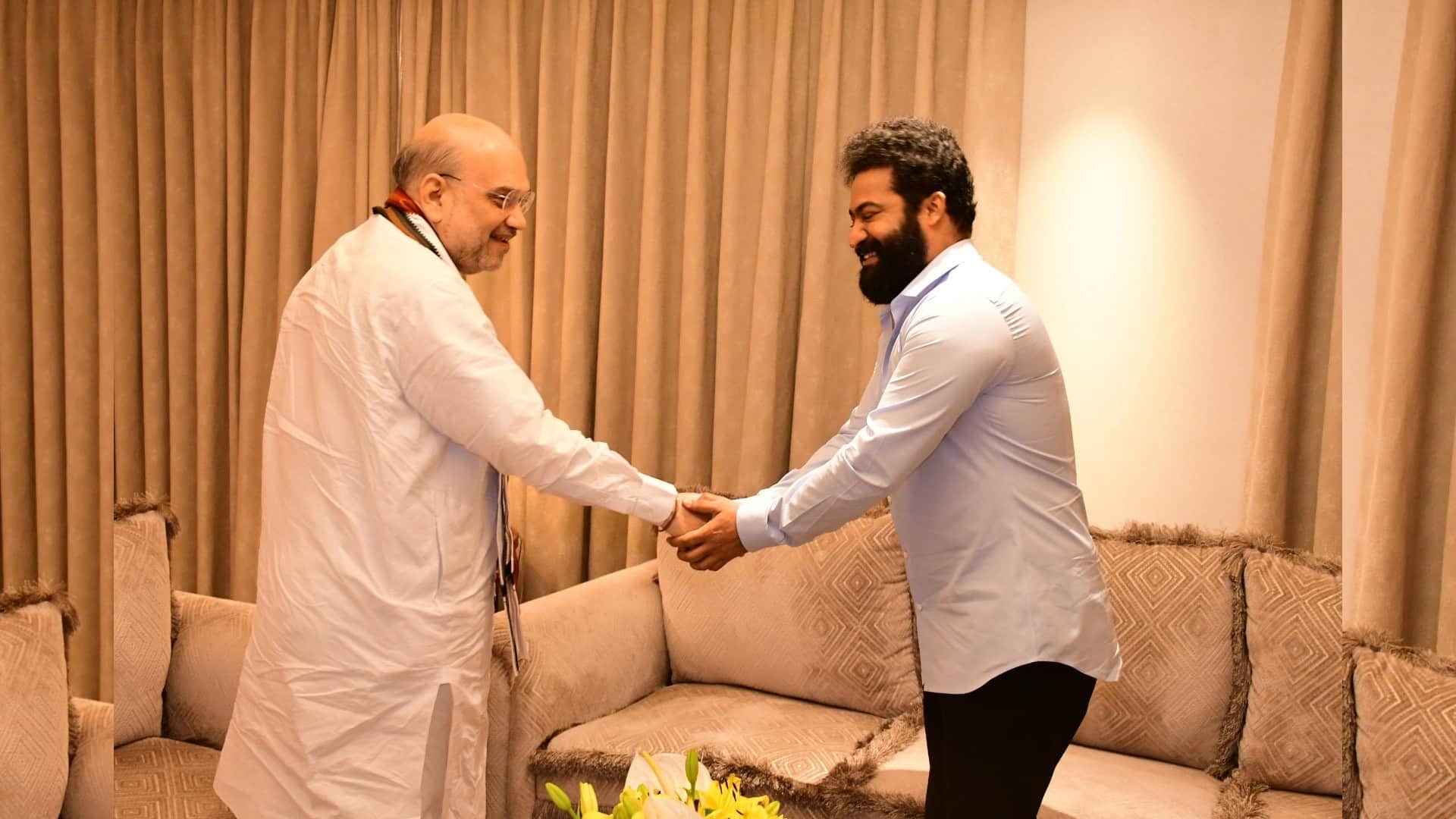 home minister Amit Shah meets South Actor Jr NTR in Hyderabad